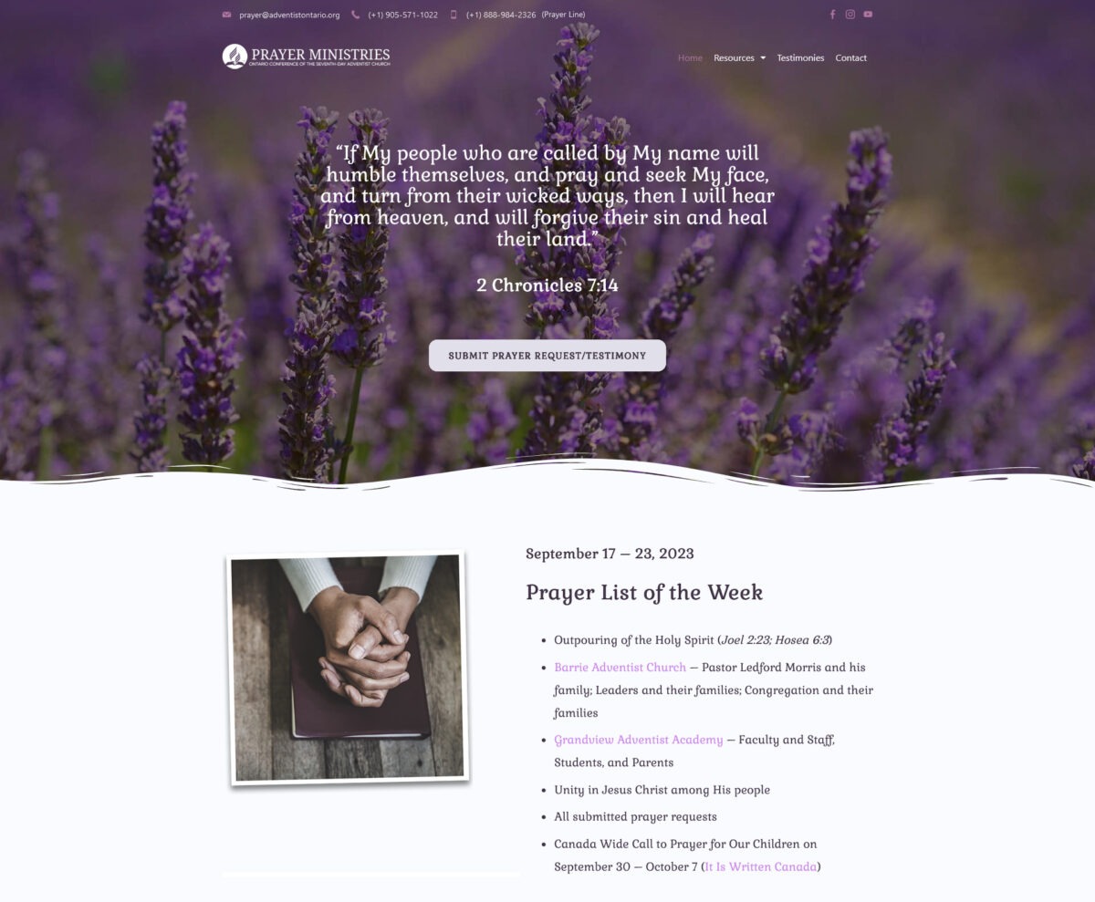Ontario Conference Prayer Ministries Homepage